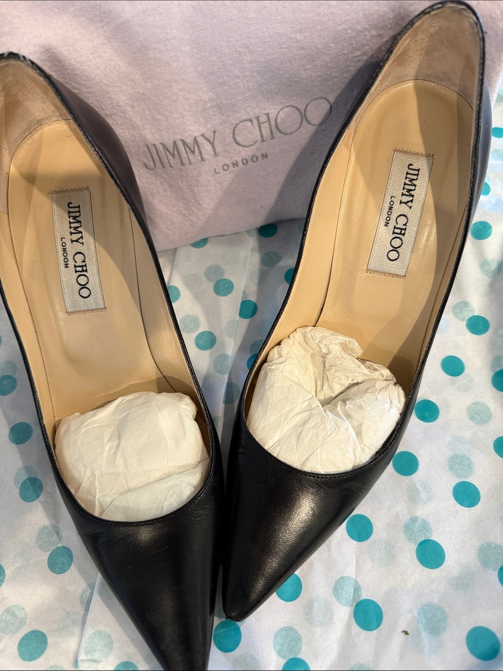 Jimmy Choo Black Leather stiletto Pump